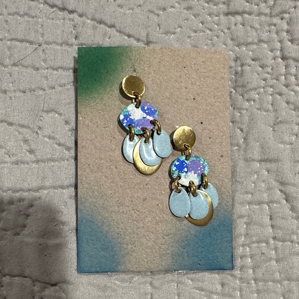 Anthropologie Gold and Iridescent Earrings